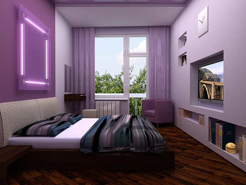 Фото фиолетовой спальни