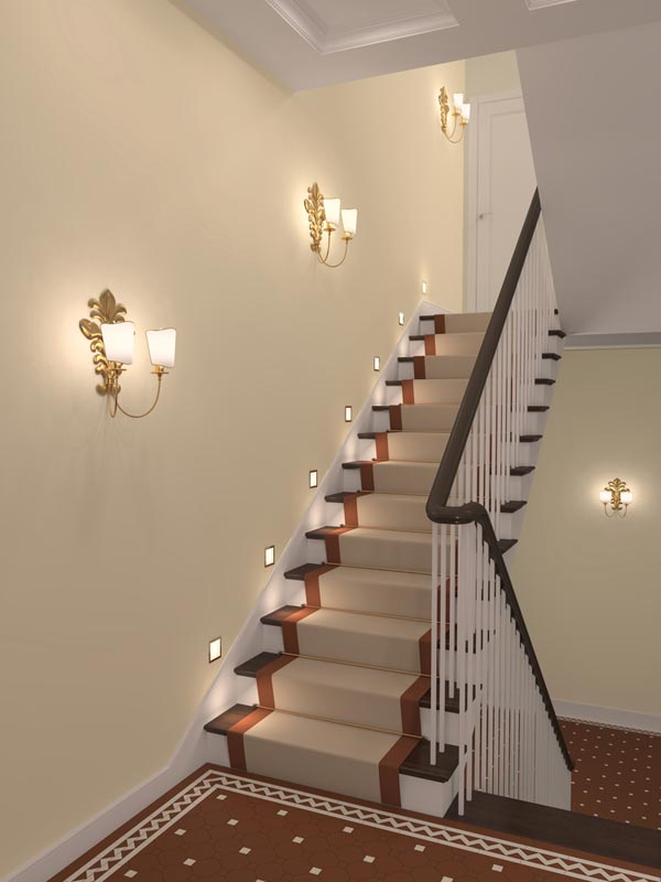 Освещение лестницы в дизайне интерьера