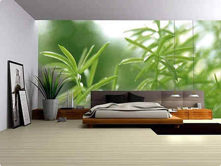 Детали оформления зеленой спальни