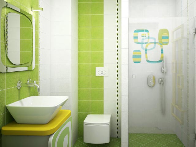  Пример уникального декора маленькой ванной